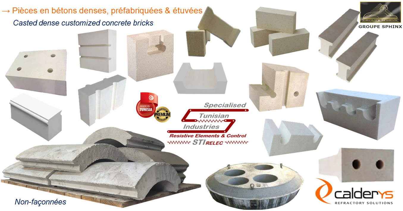 Image du produit Pièces non-façonnées en réfractaire, coulées & étuvées (préfabriquées)